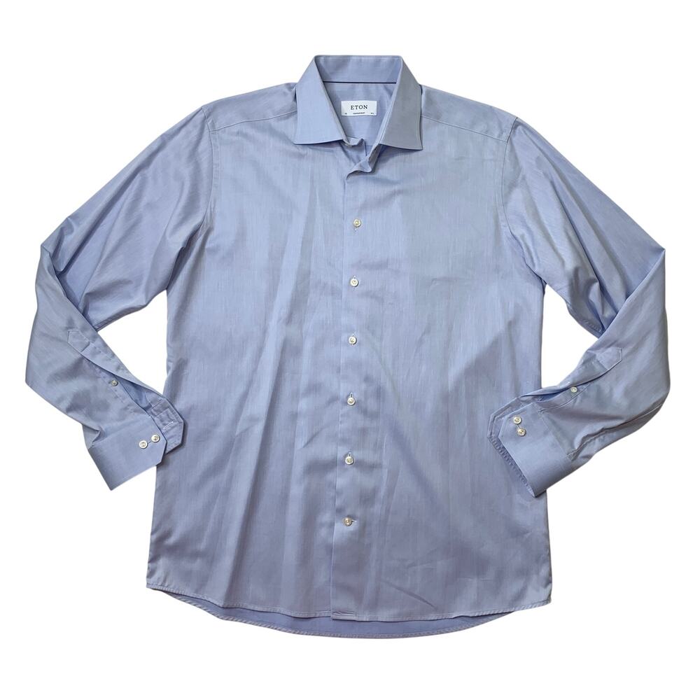 Eton Shirt Mens 16.5 Blue Contemporary Signature Twill Button Up Formal Dress